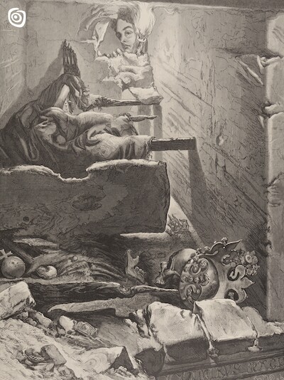"Wnętrze grobu Kazimierza Wielkiego w chwili odkrycia", Warszawa, 1876 r.