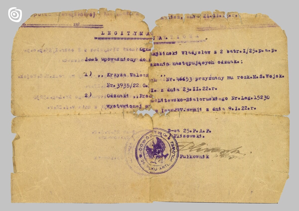 Dokument - Legitymacja, Gniezno, 1921 r.