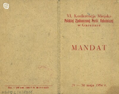 Dokument - Mandat wyborczy, Gniezno, 1954 r.
