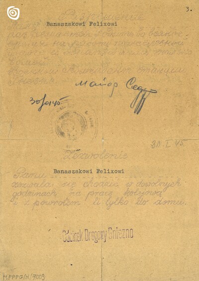 Dokument - Zaświadczenie, Gniezno, 1945 r.