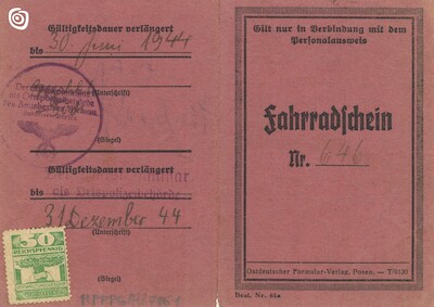 Dokument - Karta rowerowa, 1944 r.