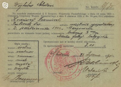 Dokument - Zezwolenie, Chodzież, 1930 r.