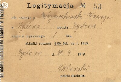 Dokument - Legitymacja, Poznań, 1919 r.