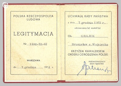 Dokument - Legitymacja, Warszawa, 1972 r.
